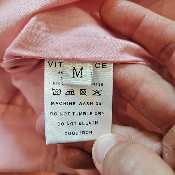 Vita Grace Pink Puff Sleeve Belted Mini Dress Women’s M Asymmetrical Hem Chic - Picture 14 of 14